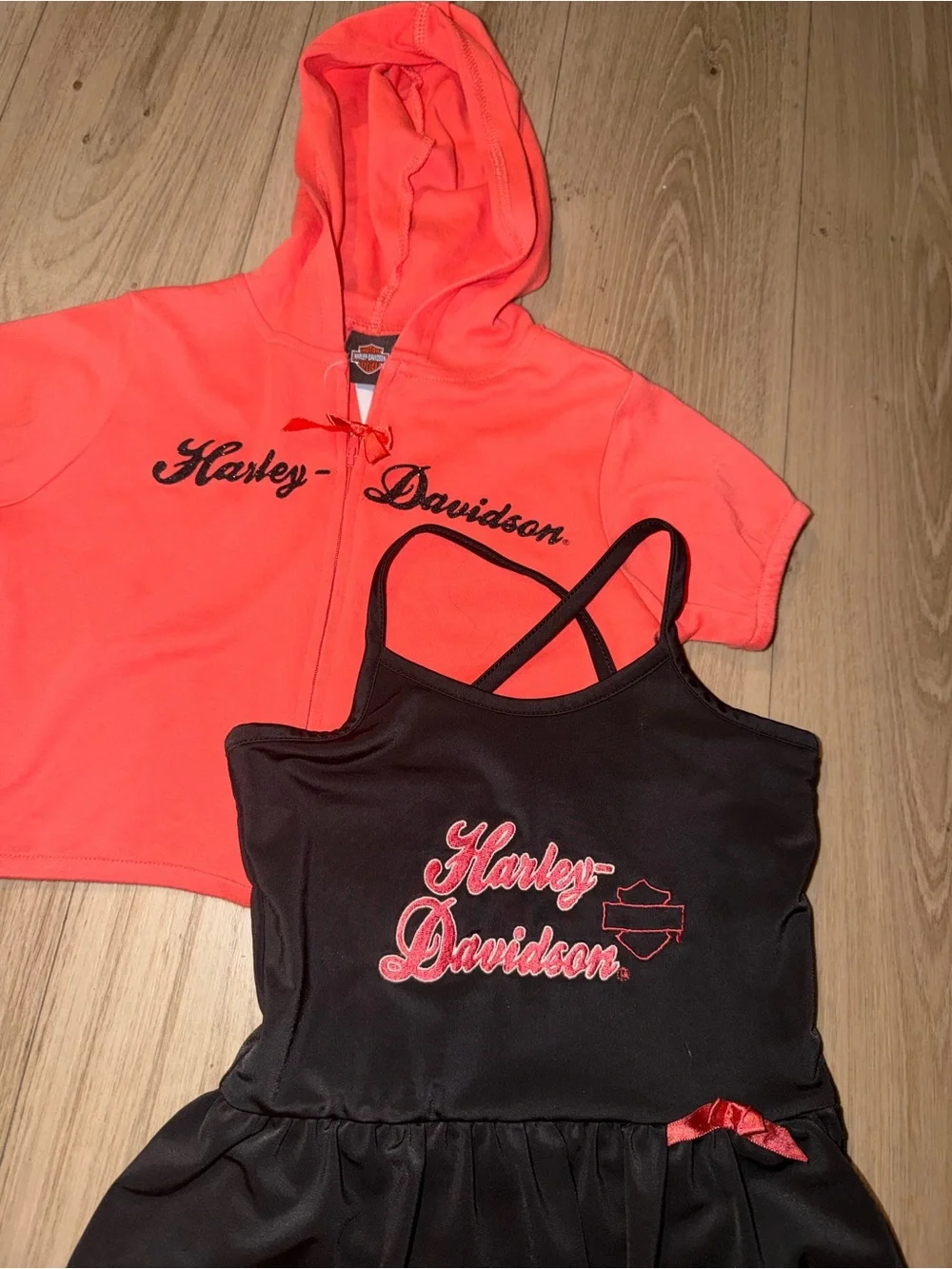 Harley-Davidson toddler Black & Coral Swimsuit Set 3T